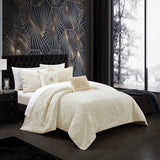 Chic Home Alianna Comforter Set Crinkle Crushed Velvet Bedding - Decorative Pillow Shams Included - Beige