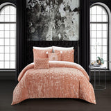 Chic Home Alianna Comforter Set Crinkle Crushed Velvet Bed In A Bag - Sheet Set Decorative Pillow Shams Included - Blush