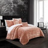 Chic Home Alianna Comforter Set Crinkle Crushed Velvet Bedding - Decorative Pillow Shams Included - Blush