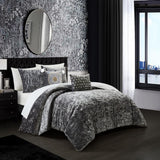 Chic Home Alianna Comforter Set Crinkle Crushed Velvet Bed In A Bag - Sheet Set Decorative Pillow Shams Included - Grey