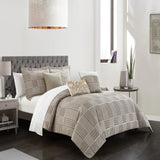Chic Home Jodie Comforter Set Chenille Geometric Pattern Design Bed In A Bag - Sheet Set Decorative Pillows Shams Included - Beige