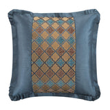 Chic Home Sue Comforter Set Chenille Geometric Scroll Pattern Flange Border Bed In A Bag - Sheet Set Bed Skirt Decorative Pillows Shams Included - Blue