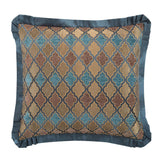 Chic Home Sue Comforter Set Chenille Geometric Scroll Pattern Flange Border Bed In A Bag - Sheet Set Bed Skirt Decorative Pillows Shams Included - Blue
