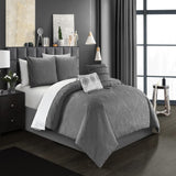Chic Home Mayflower Comforter Set Embossed Medallion Scroll Pattern Design Bed In A Bag Grey