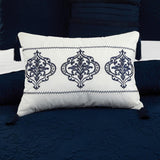 Chic Home Mayflower Comforter Set Embossed Medallion Scroll Pattern Design Bed In A Bag Navy