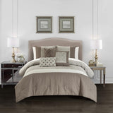 Chic Home Imani Comforter Set Jacquard Geometric Diamond Pattern Color Block Design Bedding - Decorative Pillows Shams Included - Beige