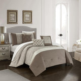 Chic Home Imani Comforter Set Jacquard Geometric Diamond Pattern Color Block Design Bedding - Decorative Pillows Shams Included - Beige