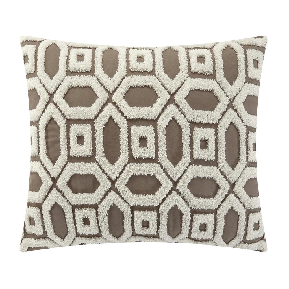 Chic Home Imani Comforter Set Jacquard Geometric Diamond Pattern Color Block Design Bedding - Decorative Pillows Shams Included - Beige