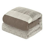 Chic Home Imani Comforter Set Jacquard Geometric Diamond Pattern Color Block Design Bedding - Decorative Pillows Shams Included - Beige