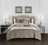 Chic Home Imani Comforter Set Jacquard Geometric Diamond Pattern Color Block Design Bedding - Decorative Pillows Shams Included - Beige