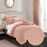 Chic Home Emery Comforter Set Casual Country Chic Pleated Bedding - Decorative Pillows Shams Included - Blush
