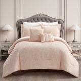 Chic Home Hubli Comforter Set Embroidered Pattern Heathered Bedding - Sheet Set Decorative Pillows Shams Included - 9 Piece - Blush