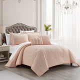 Chic Home Hubli Comforter Set Embroidered Pattern Heathered Bedding - Sheet Set Decorative Pillows Shams Included - 9 Piece - Blush