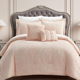Chic Home Hubli Comforter Set Embroidered Pattern Heathered Bedding - Decorative Pillows Shams Included - 5 Piece - Blush