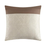 Chic Home Macie Comforter Set Jacquard Woven Geometric Design Pleated Quilted Details Bed In A Bag Bedding - Sheet Set Decorative Pillows Shams Included - 10 Piece - Beige