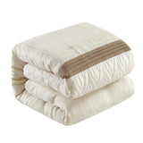 Chic Home Macie Comforter Set Jacquard Woven Geometric Design Pleated Quilted Details Bed In A Bag Bedding - Sheet Set Decorative Pillows Shams Included - 10 Piece - Beige