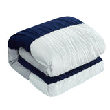 Chic Home Fay Comforter Set Ruched Color Block Design Bed In A Bag Navy