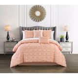 Chic Home Ahtisa Comforter Set Jacquard Floral Applique Design Bed in a Bag Blush