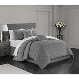 Chic Home Ahtisa Comforter Set Jacquard Floral Applique Design Bed in a Bag Grey