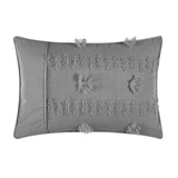 Chic Home Ahtisa Comforter Set Jacquard Floral Applique Design Bed in a Bag Grey