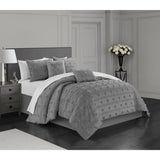 Chic Home Ahtisa Comforter Set Jacquard Floral Applique Design Bedding Grey