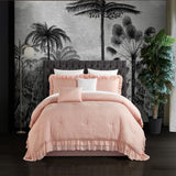 Chic Home Kensley Comforter Set Washed Crinkle Ruffled Flange Border Design Bedding Blush