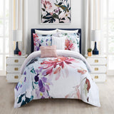 Chic Home Butchart Gardens Reversible Comforter Set Floral Watercolor Design Bed In A Bag Bedding - Sheet Set Decorative Pillows Shams Included - 9 Piece - Multi