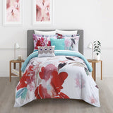 Chic Home Waldorf Reversible Comforter Set Floral Watercolor Design Bedding - Decorative Pillows Shams Included - 5 Piece - Multi