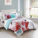 Chic Home Waldorf Reversible Comforter Set Floral Watercolor Design Bedding - Decorative Pillows Shams Included - 5 Piece - Multi