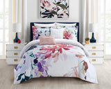 Chic Home Butchart Gardens Reversible Comforter Set Floral Watercolor Design Bed In A Bag Bedding - Sheet Set Decorative Pillows Shams Included - 9 Piece - Multi