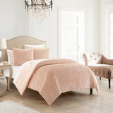 Chic Home Fargo Comforter Set Microplush Channel Quilted Solid Micromink Backing Bed in A Bag Bedding - Sheets Pillowcases Pillow Shams Included - 7 Piece - Blush