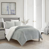Chic Home Fargo Comforter Set Microplush Channel Quilted Solid Micromink Backing Bed in A Bag Bedding - Sheets Pillowcases Pillow Shams Included - 7 Piece - Grey