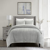 Chic Home Fargo Comforter Set Microplush Channel Quilted Solid Micromink Backing Bedding - Pillow Shams Included - 3 Piece - Grey