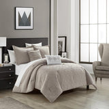 Chic Home Artista Cotton Blend Comforter Set Jacquard Geometric Pattern Design Bed In A Bag Bedding - Sheets Pillowcases Decorative Pillows Shams Included - 9 Piece - Taupe