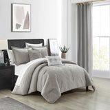 Chic Home Artista Cotton Blend Comforter Set Jacquard Geometric Pattern Design Bedding - Decorative Pillows Shams Included - 5 Piece - Grey