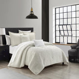 Chic Home Artista Cotton Blend Comforter Set Jacquard Geometric Pattern Design Bedding - Decorative Pillows Shams Included - 5 Piece - Beige