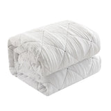 Chic Home Leighton Comforter Set Diamond Stitched Design Crinkle Textured Pattern Bedding - Decorative Pillows Shams Included - 5 Piece - White