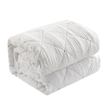 Chic Home Leighton Comforter Set Diamond Stitched Design Crinkle Textured Pattern Bedding - Decorative Pillows Shams Included - 5 Piece - White