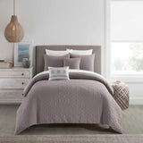 Chic Home Davina Comforter Set Geometric Hexagonal Pattern Design Bed In A Bag Bedding - Sheets Pillowcases Decorative Pillows Shams Included - 9 Piece - Lavender