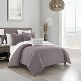 Chic Home Davina Comforter Set Geometric Hexagonal Pattern Design Bedding - Decorative Pillows Shams Included - 5 Piece - Lavender