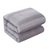 Chic Home Brice Comforter Set Pleated Embroidered Design Bed In A Bag - Sheet Set Decorative Pillows Shams Included - 9 Piece - Lilac