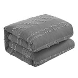 Chic Home Desiree Cotton Comforter Set Contemporary Striped Clip Jacquard Bed In A Bag Bedding - Sheets Pillowcases Decorative Pillows Shams Included - 9 Piece - Grey