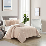 Chic Home Desiree Cotton Comforter Set Contemporary Striped Clip Jacquard Bed In A Bag Bedding - Sheets Pillowcases Decorative Pillows Shams Included - 9 Piece - Blush