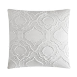 Chic Home Jane Comforter Set Clip Jacquard Geometric Quatrefoil Pattern Design Bed In A Bag Bedding - Sheets Pillowcases Decorative Pillows Shams Included - 9 Piece - White