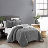 Chic Home Reign Comforter Set Clip Jacquard Geometric Pattern Design Bedding - Decorative Pillows Shams Included - 5 Piece - Grey