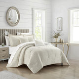 Chic Home Reign Comforter Set Clip Jacquard Geometric Pattern Design Bedding - Decorative Pillows Shams Included - 5 Piece - Beige