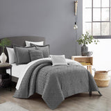 Chic Home Reign Comforter Set Clip Jacquard Geometric Pattern Design Bed In A Bag Bedding - Sheets Pillowcases Decorative Pillows Shams Included - 9 Piece - Grey