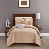 Chic Home Reign Comforter Set Clip Jacquard Geometric Pattern Design Bedding - Decorative Pillows Shams Included - 5 Piece - Blush Pink