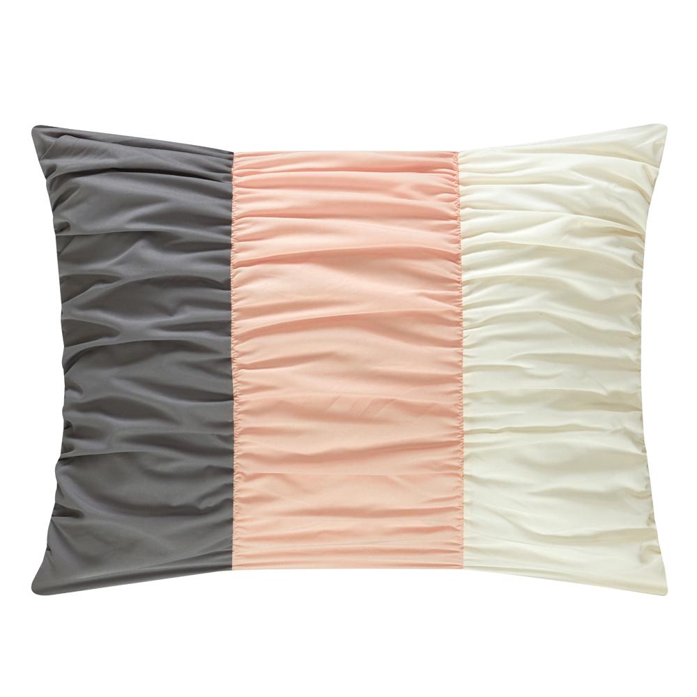 Chic Home Fay Comforter Set Ruched Color Block Design Bed In A Bag Blush