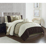 Chic Home Fay Comforter Set Ruched Color Block Design Bed In A Bag Brown